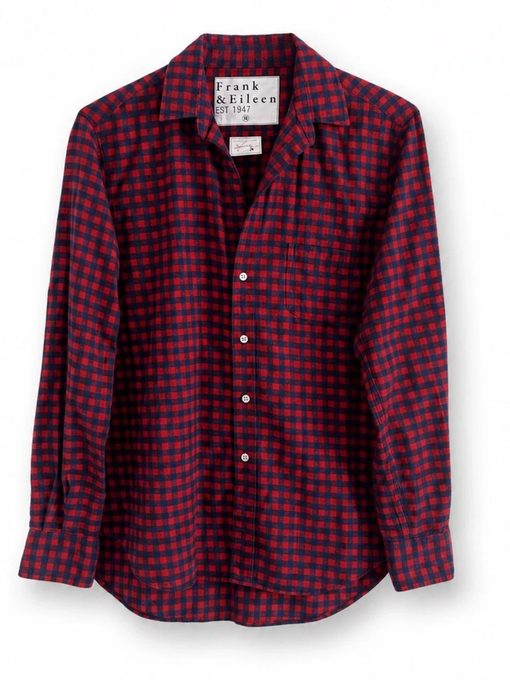 FRANK & EILEEN WOVEN RED BLUE BUFFALO PLAID ITALIAN FLANNEL CHECK SHIRT SZ XS - Picture 3 of 6